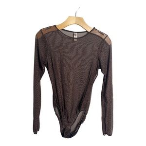 Victoria Secret Cheetah Print Longsleeve Bodysuit Sheer Vintage Size Medium